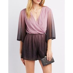 Purple Glitter Flair Sleeve Romper